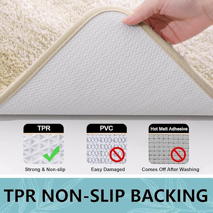 Arotive Microfiber Bathroom Rugs, Shaggy Soft and Absorbent Bath Rug, Non-Slip, Thick Plush Machine Washable Dry Bath Mats for Bathroom, Tub and Shower, 36x24, Light Beige, Rectangular