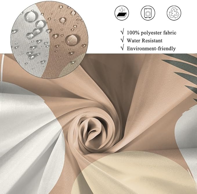 Pink and Beige Boho Shower Curtain for Bathroom Modern Minimalist Bathroom Decor Abstract Striped Leaves Aesthetic Bathtub Curtains Machine Washable Waterproof Polyester Fabric with Hooks 72x96 Inch