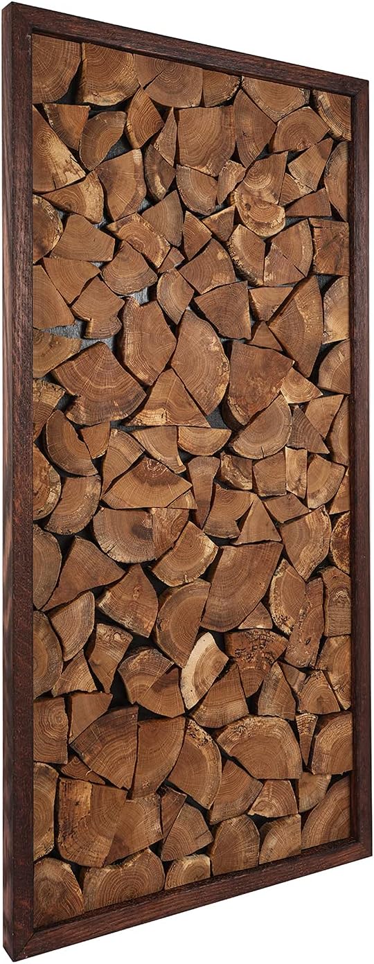 CONSDAN Wood Wall Decor | USA Grown Hardwood, Rustic Wooden Wall Art, Home Decorations for Living Room and Bedroom Aesthetic, Framed and Ready to Hang, End-Grain, 36" x 18"