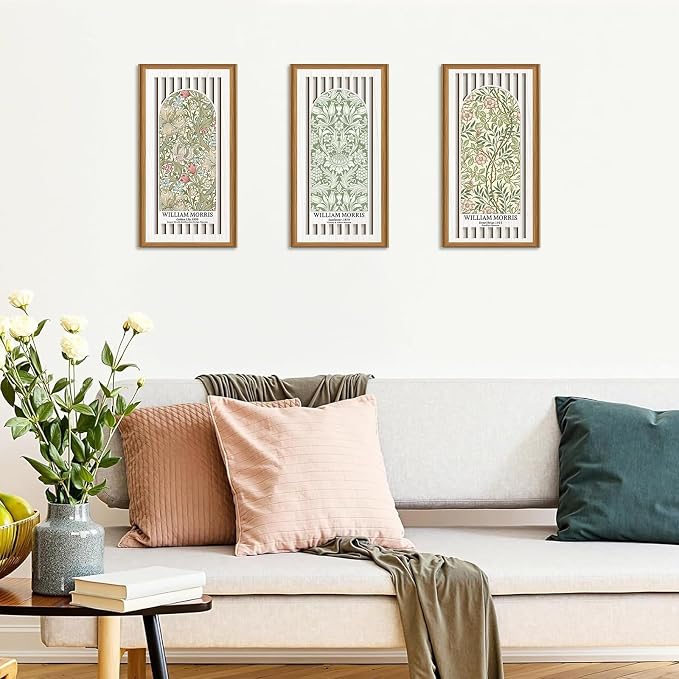Ausril Boho Flower Wall Decor,William Morris Wall Art,Flower Market Artwork,Matisse Flower Art,Vintage Floral Wood Decor,William Morris Lily Sunflower Botanical Wildflower Sign for Living Room Bedroom