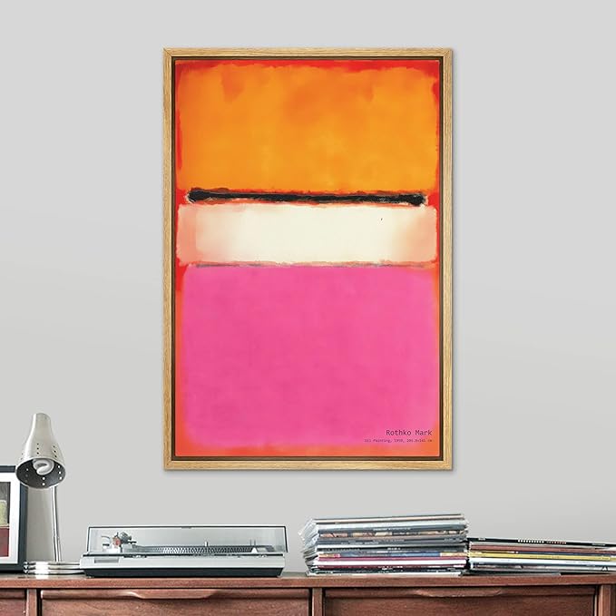 SIGNLEADER Framed Canvas Print Wall Art Vibrant Multicolor Retro Geometric Color Blocks Abstract Shapes Illustration Modern Art Decorative Nordic Zen for Living Room, Bedroom, Office - 16"x24" NATURAL