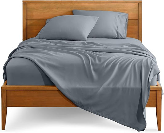 Bare Home Queen Sheet Set - 1800 Ultra-Soft Microfiber Queen Bed Sheets - Double Brushed - Deep Pockets - Easy Fit - 4 Piece Set - Bedding Sheets & Pillowcases (Queen, Steel Blue)
