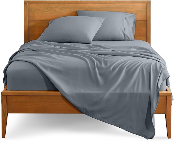 Bare Home Twin Sheet Set - 1800 Ultra-Soft Microfiber Twin Bed Sheets - Double Brushed - Deep Pockets - Easy Fit - 3 Piece Set - Bedding Sheets & Pillowcases (Twin, Steel Blue)