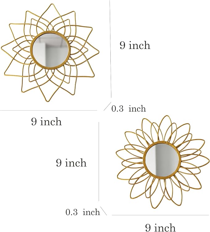 Champagne Gold Round Mirrors for Wall Pack of 3 - | 9 inch Decorative Mirrors for Valentine Wall Decor& Vintage Room Decor | Circle Mirror Modern Valentine Gifts for Women & Moms