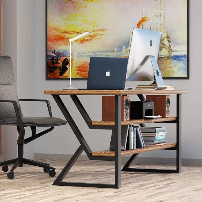 Upgraded 3 Tier Table Legs 30 inch x 24 inch, K-Shaped Desk Legs, Heavy Duty Metal Legs for Table, Black Furniture Leg for Dining Table Office Computer Desk (Set of 2)…