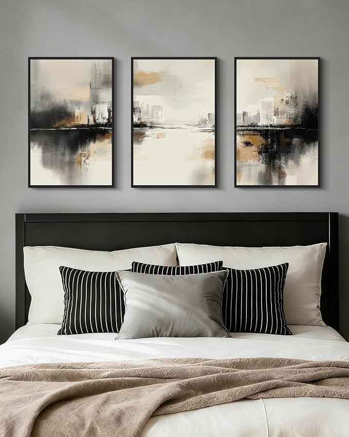 Drsoum Boho Plant Wall Art Framed Bohemian Wall Decor Abstract Geometry Artwork Hallway Bedroom Home Office Prints Ready to Hang 16x24in Black Framed