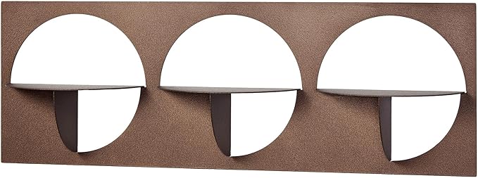 Touch of Class Corydon Horizontal Modern Bronze Metal Wall Shelf with Three Shelves | Contemporary Style Shelving Decor for Bedroom, Living Room, Bathroom, Kitchen, Hallway, Entryway