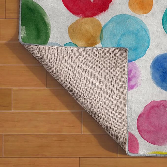 Ansouyi Colorful Non-Slip 5x7ft Area Rugs, Washable Rug Carpet for Living Room Colorful Polka Dot Home Decor Rugs for Game Room Classroom Bedroom Dining Kindergarten Room