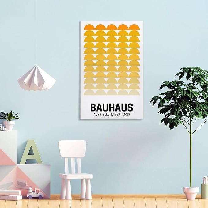Bauhaus Vintage Poster,yellow Abstract Retro Art,Bauhaus Wall Art Canvas Wall Art Print Poster For Home School Office Decor Frame-style 20x30inch(50x75cm)
