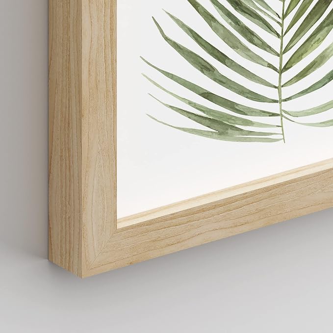 SIGNWIN Framed Banana Palm Monstera Leaf Wall Art, Set of 4 Green Pastel Wall Decor Prints, Nature Wilderness Wall Décor for Living Room, Bedroom - 8"x10" Natural
