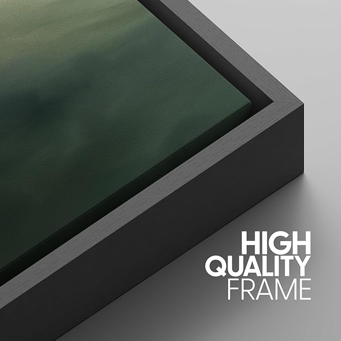 SIGNWIN Framed Canvas Print Wall Art Set Green Abstract Cloudy Landscape Illustrations Modern Art Decorative Boho Relax/Zen Nordic for Living Room, Bedroom, Office - 24"x36"x3 Black