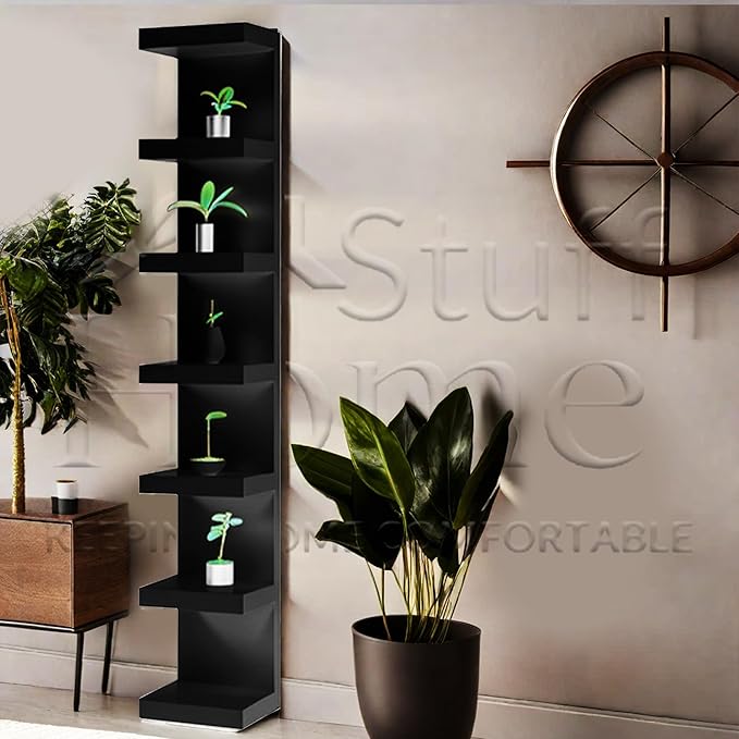 Home Stuff Wall Shelf Unit, 11 3/4x74 3/4,Use Fixing Devices Suitable for The Walls in Your Home. (2 x Black)