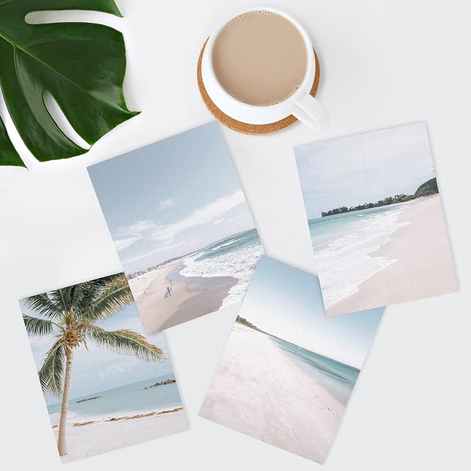 SIGNWIN Poster Bathroom Decor 11"x14"x 4, Wall Art Room Decor Multicolor for Living Room, Bedroom, Office White White Beach Shore Tropical Palm Tree Island Nature Wilderness Realism Landscape