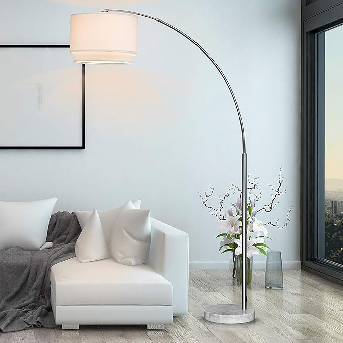 Major-Q Modern 81" Arc Tall Living Room-Stand Up Arching Drum Shade Large Floor Lamp for Dinning/Bedrooms-Corner Lamp for Office Lighting