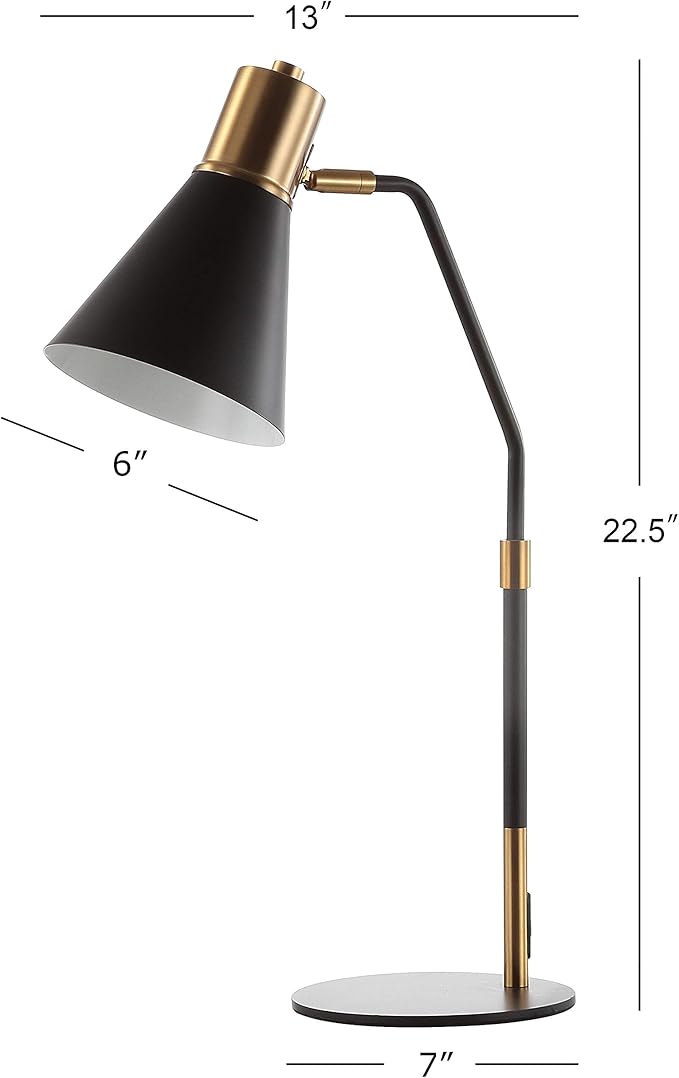 JONATHAN Y JYL6129A Apollo 22.5" Metal LED Task Lamp Contemporary for Bedroom, Living Room, Office, College Dorm, Coffee Table, Bookcase, Black/BrassGold