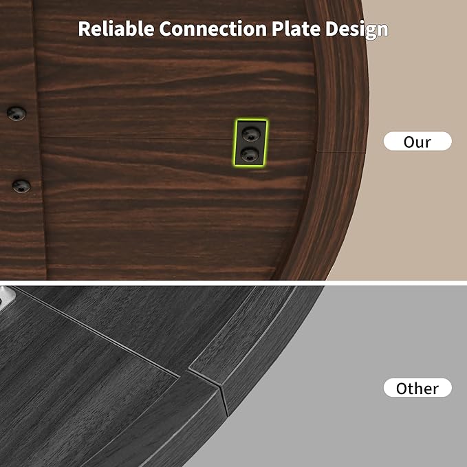 iPormis 47 Inch Round Dining Table for 4-6 People, Wooden Dining Room Table with Pedestal Base, Modern Kitchen Table for Apartments, Dining Room, Kitchen or Living Room, Dark Walnut, Table Only