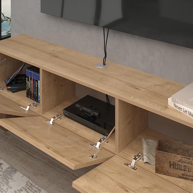 Floating TV Stand Wall Mounted for 65"–80" TVs, Modern Floating Entertainment Center with Cable Management, Wall Mount TV Stand with Storage, Mounted TV Console for Living Room