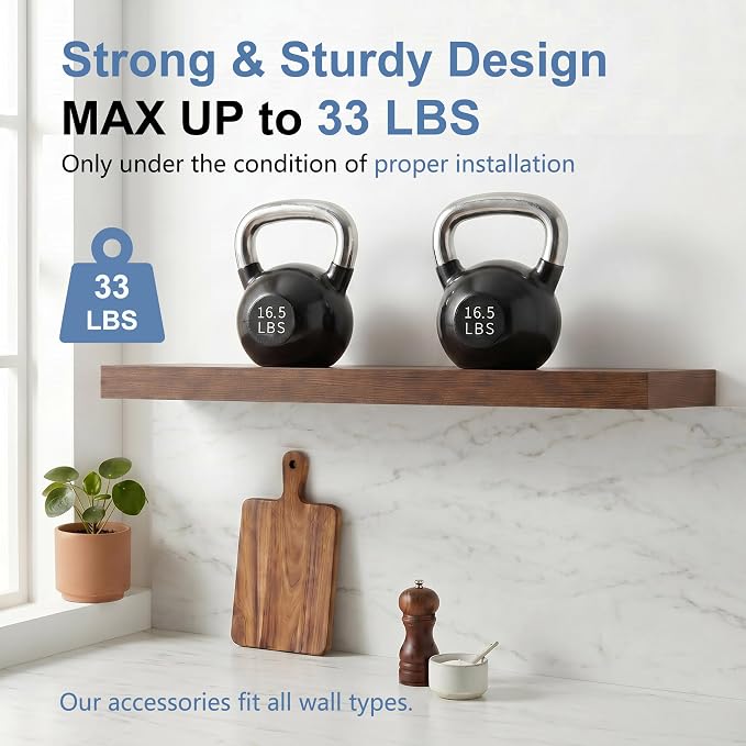 Floating Shelves for Wall, Bathroom Shelves Over Toilet, Wall Shelves & Book Shelf for Room, Hanging Shelf, Modern Wooden Mounted Floating Shelves, 24x7x1.5 in (Walnut-Like, Set of 3)