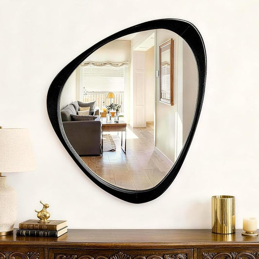 24x19 Inch Asymmetrical Mirror, Full Length Irregular Wall Mirror, Boho Decor for Bedroom, Mid Century Modern Floor Mirror for Living Room, Entryway and Hallway Decor