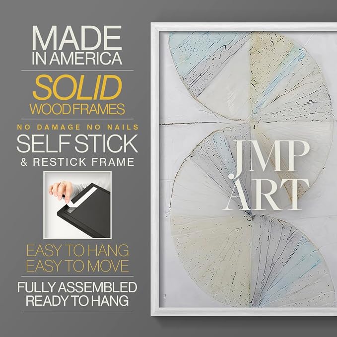 Renditions Gallery Set of 2 Peel & Stick Framed Prints, Geometric Abstract Wall Art, Pie Chart Color Wheels Wall Decor, Re-Stickable - Ready to Hang - 11"x14" - White Frame LT588