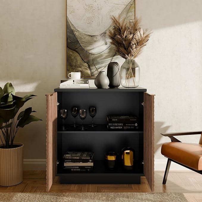 Walsham Buffet Cabinet Sideboard, 126" Fluted Accent Storage Cabinet with Doors and Shelves, Credenza Cupboard Console for Living Room Kitchen Hallway, Walnut