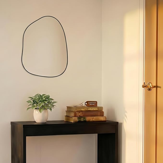 PERFNIQUE Irregular Wall Mirror Asymmetrical Mirror, 16''x12'' Small Black Mirror for Bathroom Bedroom Living Room Entryway, Decorative Modern Wall Decor, Wall Mounted (Black, 16''x12'')
