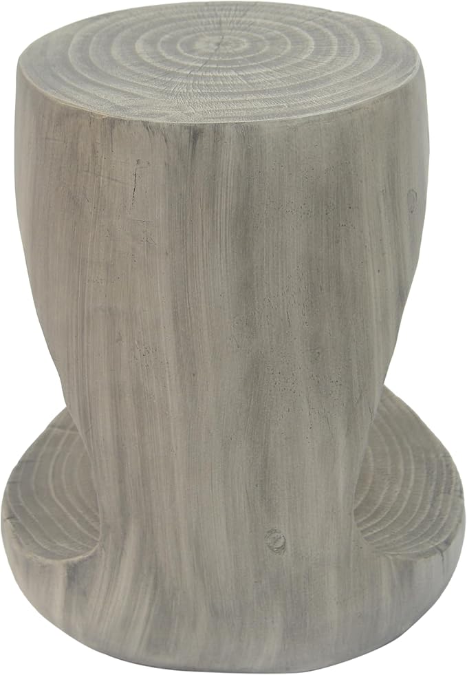 ø14.5'' Side Table End Table for Living Room, Modern Retro Farmhouse Countryside Style, Magnesium Oxide Material for Indoor & Outdoor, No Assembly, Wood Grain, Gray