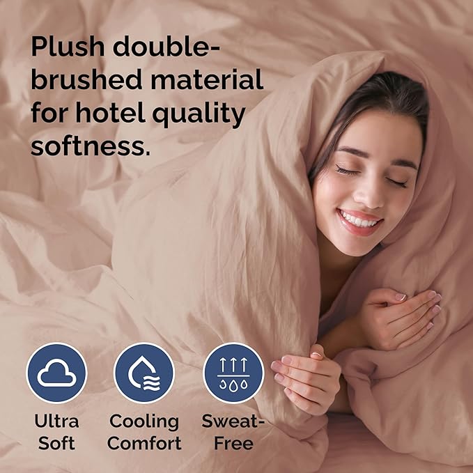 Duvet Cover Full Size - Extra Soft Full Size Duvet Cover - Lightweight, Breathable & Cozy - Easy Care & Fade Free with Zipper Closures & Ties - 80" x 90" Inches - (Mauve) Comforter Not Included