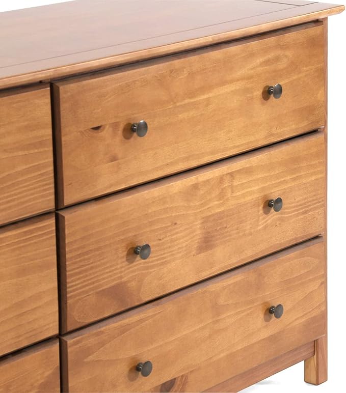 Grain Wood Furniture Shaker 6-Drawer Dresser, Solid Wood with a Walnut Finish