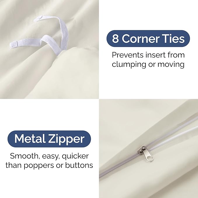 Duvet Cover King Size - Extra Soft King Size Duvet Cover - Lightweight, Breathable & Cozy - Easy Care & Fade Free with Zipper Closures & Ties - 104" x 90" Inches - (Ivory) Comforter Not Included