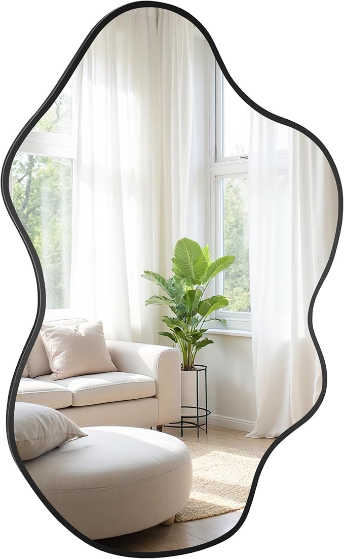 Black Clouds Irregular Wall Mirrors 22''x30'', Clouds Decorative Modern Mirror for Bedroom Bathroom Living Room or Entryway