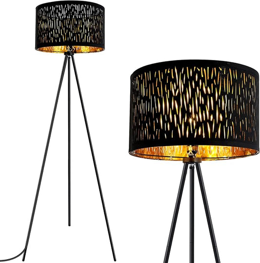 BoostArea Floor Lamp, Tripod Floor Lamp, 8W LED Bulb, Decorative Lamp Shade, Mid Century Standing Lamp for Living Room, Bedroom, Study Room and Office