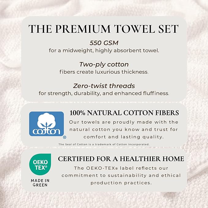 Great Bay Home 100% Cotton Oversized 2 Pack 68x35 Extra Large Towel Set - Absorbent, Quick-Drying, Durable Oversized Bath Sheets for Bathroom Décor (Ivory)