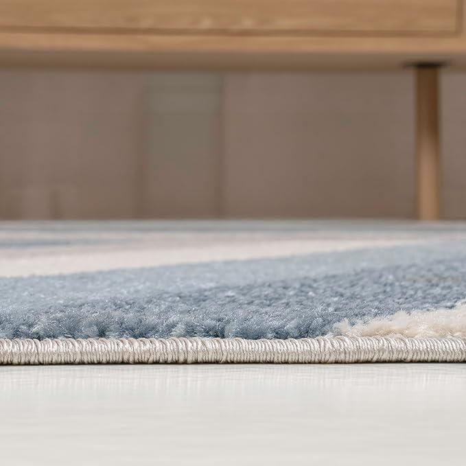 JONATHAN Y Retro Rainbow Stripe Runner Rug 2x8, Blue/Cream/Gray, Contemporary, Casual, Coastal, Easy-Cleaning for Living Room, Bedroom, Kitchen, Pet Friendly, Non-Shedding (DZC102B-28)