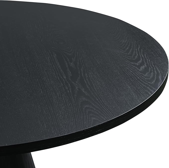 Modern 46.5" Round Dining Table for 4-6, Wooden Kitchen Table with MDF Top & Pedestal Base, Mid Century Modern Dining Table for Dining Room, Kitchen, Living Room, Black