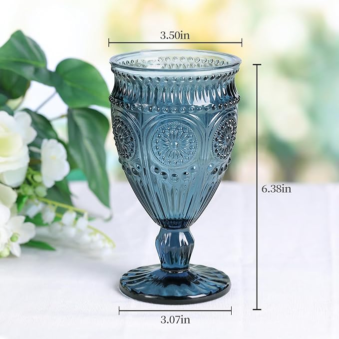 Darlion Goblet, Goblet Glasses, Blue Goblets, Wine Goblets, Wine Glasses Set of 4, 12oz Water Goblets, Blue Glasses Drinking for Party Home Wedding