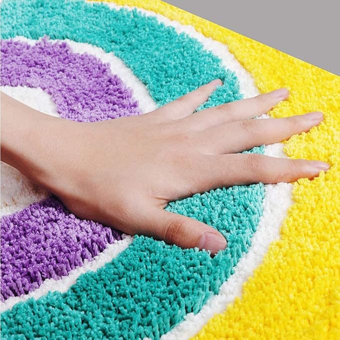 UKELER Bath Rug for Bathroom Non Slip Absorbent Bath Mat Washable Entrance Rug Door Mat Colorful Rainbow Area Rugs for Kids Playroom Nursery Decor 31.5''x19.7''