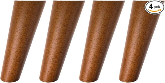 Round Solid Wood Furniture Legs Sofa Replacement Legs Perfect for Mid-Century Modern/Great IKEA hack for Sofa, Couch, Bed, Coffee Table (6 Inches,Set of 4, Walnut Color)