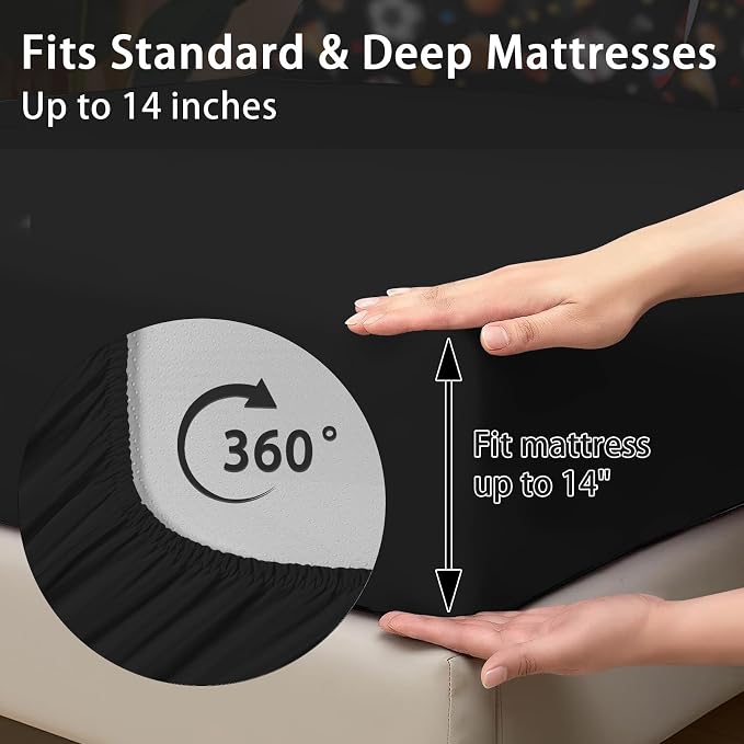 Pamnest Comforter Set Twin Size, Basketball Football Baseball 5 Pcs Bedding for Kids and Adults, Hockey Soccer Sport Bed Sheet Sets with Fitted Sheet Pillowcase & Sham for Bedroom Bed Decor