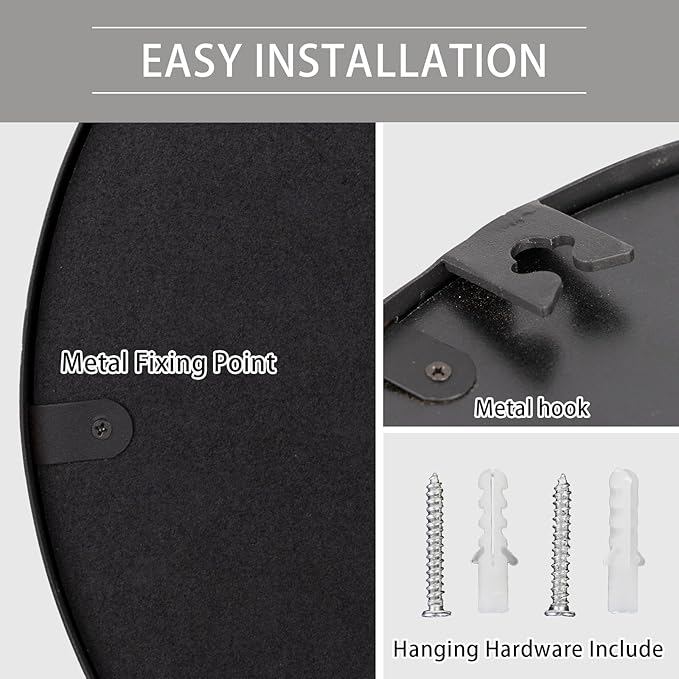 12" Matte Black Round Convex Mirror, Small Circle Wall Mirror with Thick Metal Framed, Round Decorative Wall Mirror for Bathroom, Vanity
