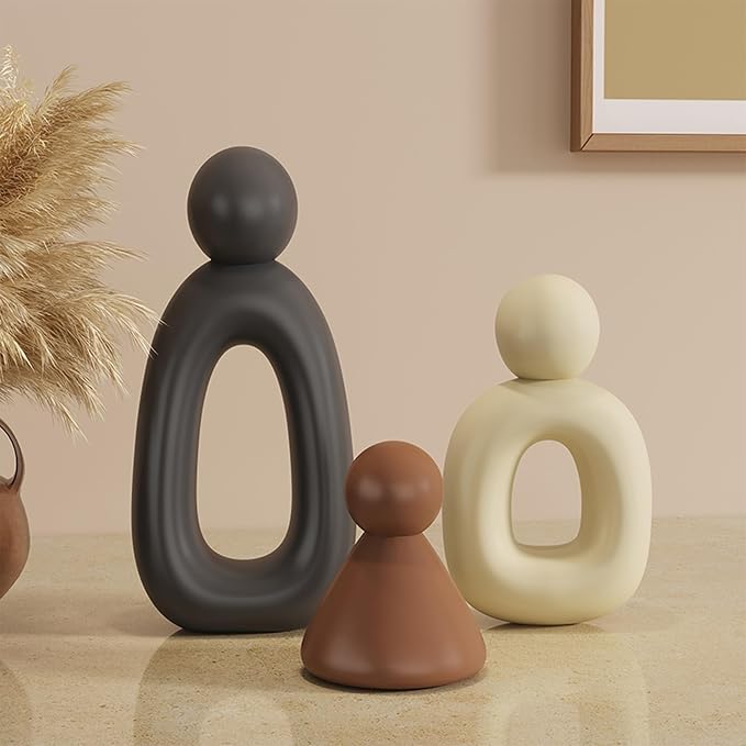XINXUAN XGZY Abstract Three Sculptures - Minimalist Home Decoration, Modern Living Room Character Design, Desktop Decoration, Neutral Resin Art, Meaningful Home Gifts ﻿
