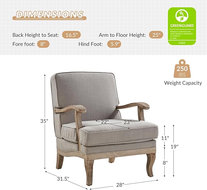 HULALA HOME Mid-Century Modern Accent Chairs Set of 2, Upholstered Lounge Arm Chair with Solid Wood Legs and Armrest, Removable Cushion Comfy Reading Armchair for Living Room, Bedroom, Balcony, Grey