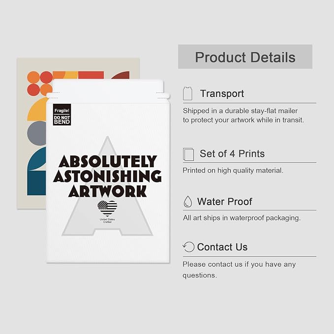 SIGNWIN Adhesive Canvas Poster Mid-Century Modern Colorful Geometric Polygons Abstract Geometric Digital Art Modern Art Decorative Zen Relax/Calm Multicolor Minimalism for Bedroom - 11"x14"x4