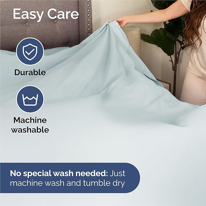 King Size 4 Piece Sheet Set - Comfy Breathable & Cooling Sheets - Hotel Luxury Bed Sheets for Women & Men - Deep Pockets, Easy-Fit, Extra Soft & Wrinkle Free Sheets - Ice Blue Oeko-Tex Bed Sheet Set