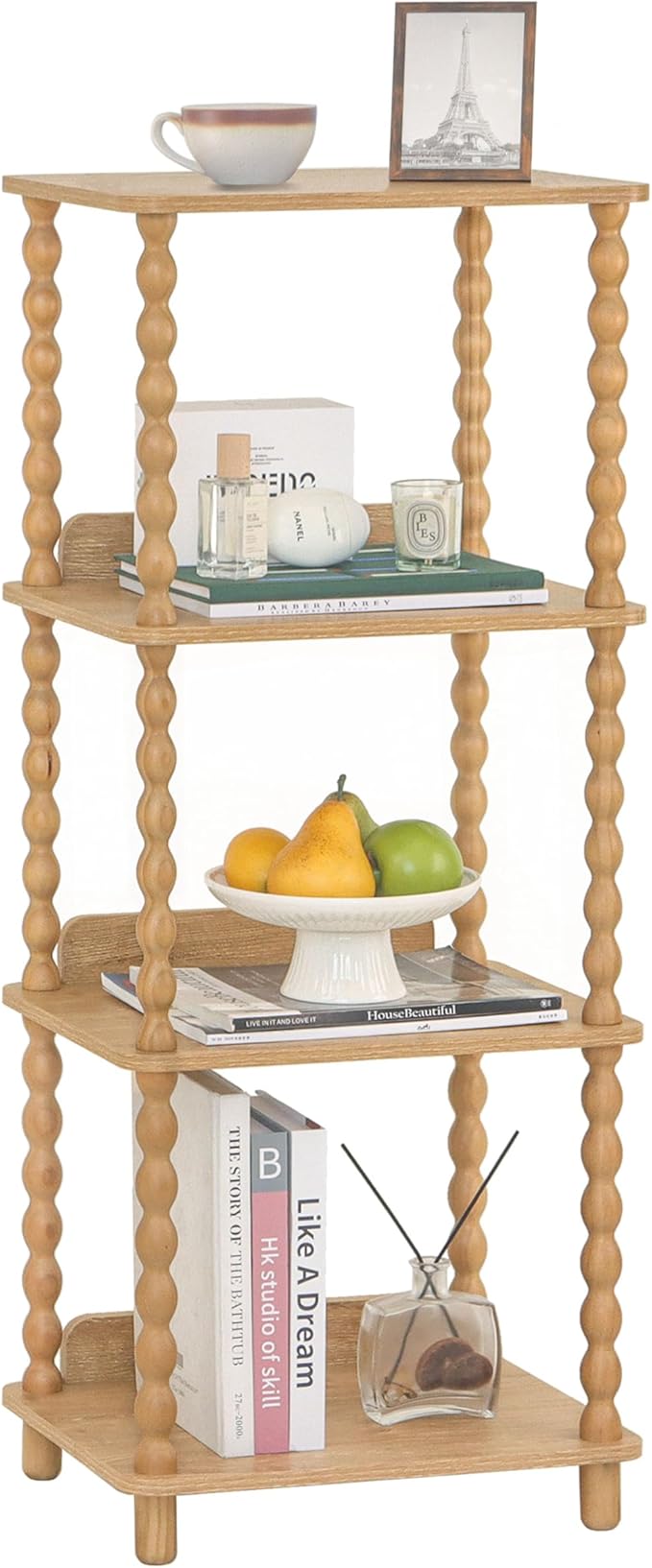 Fultyle Bookshelf, 4-Tier Wooden Bookcase with Open Shelves, Modern Book Shelf for Small Spaces, Bedroom, Living Room and Office with Solid Wood Legs (Rustic Walnut)