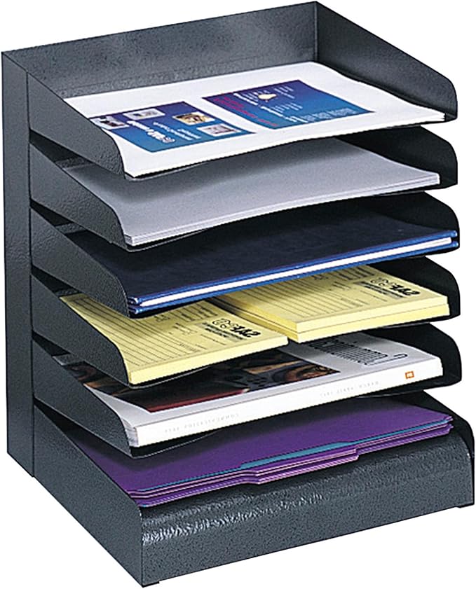 Safco Desk Organizer, 6 Shelves, Office and Classroom Mailbox, Mail Sorter, Commercial Grade Steel, Black