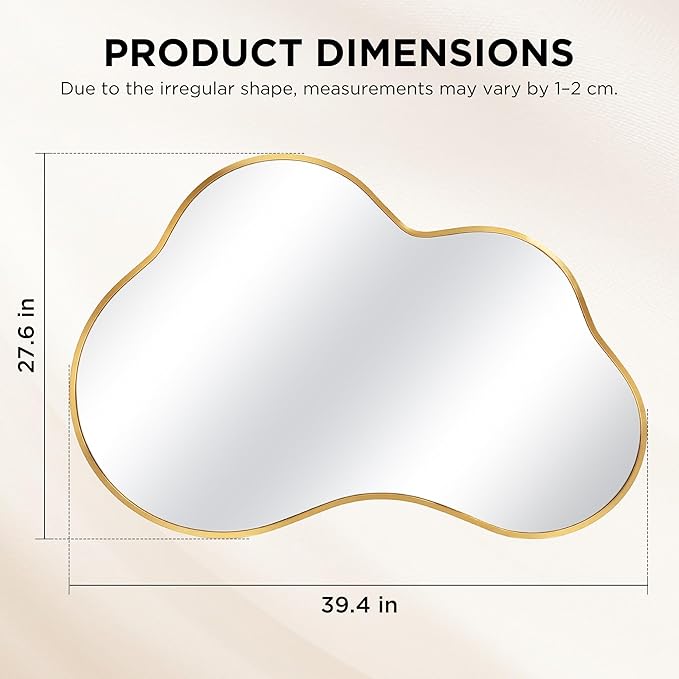 Irregular Wall Mirror with Metal Frame for Living Room, Hallway, Entryway, Bathroom and Dining Room