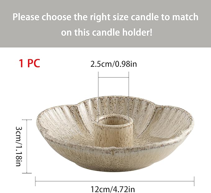 Ceramic Candlestick Holder， Candle Holder for Taper Candles,Incense, Santo Palo, Halloween Christmas Wedding Parties, Dining Room Home Decoration Display - Camel