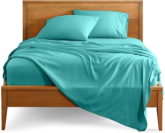 Bare Home Split King Sheet Set - 1800 Ultra-Soft Microfiber Bed Sheets - Double Brushed - Deep Pockets - Easy Fit - 5 Piece Set - Bedding Sheets & Pillowcases (Split King, Turquoise)