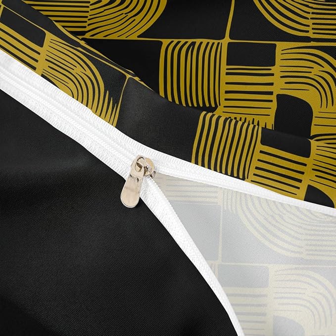 Boho Ethnic Twin Comforter Cover For Teens Geometric Stripes Duvet Cover Black Yellow Bohemian Striped Bedding Set For Kids Boys Adult Women Modern Simple Aesthetics Bed Sets With 1 Pillow Case